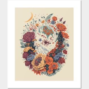 Floral planets Posters and Art